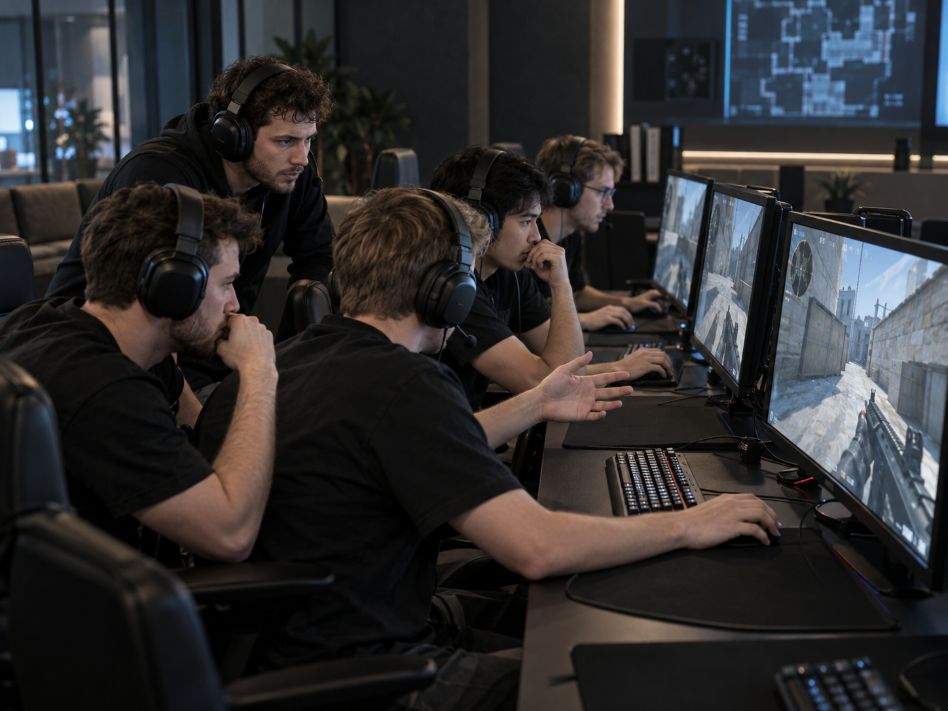 esports players practicing tactical team strategies